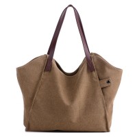 Casual Durable Thicker Canvas Handbag Light Casual Large Capacity Shoulder Bag For Women