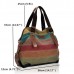 Women Casual Stripe Canvas Contrast Color Multi-pocket Handbag Shoulder Bag