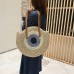 Women Travel Summer Beach Large Capacity Straw Circle Handbag Tote