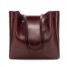 Women Solid Large Capacity Leisure Handbag Faux Leather Shoulder Tote Bag