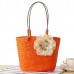 Women Straw Flower Designer Handbag Vocation Beach Bag