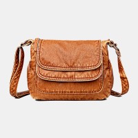 Women Solid Multi-pocket Middle-aged Vintage Crossbody Bag Shoulder Bag