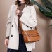 Women Solid Multi-pocket Middle-aged Vintage Crossbody Bag Shoulder Bag