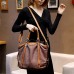 Women Cotton And Linen Large Capacity Tote Handbag Solid Leisure Crossbody Bag