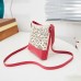 Women Faux Leather Hollow Bucket Bag Shoulder Bag