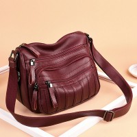 Women Vintage PU Leather Crossbody Bag Multi-pockets Shoulder Bag