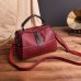 Women Soft Leather Crossbody Bags Stitching Leisure Handbags Solid Boston Shoulder Bags