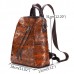 Brenice Women Genuine Leather Brush Color Travel Backpack Embossed Shoulder Bag