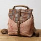 Women Men Canvas Genuine Leather Patchwork Backpack Shoulder Bags