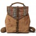 Women Men Canvas Genuine Leather Patchwork Backpack Shoulder Bags