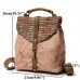 Women Men Canvas Genuine Leather Patchwork Backpack Shoulder Bags