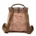 Women Men Canvas Genuine Leather Patchwork Backpack Shoulder Bags