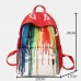 Women Ink Zipper Canvas Large Capacity Casual School Bag Backpack