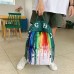 Women Ink Zipper Canvas Large Capacity Casual School Bag Backpack