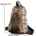 National Style Printed Tassel Backpack PU Leather Shoulder Bag For Women