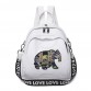 Women PU Leather Elephant Embroidery Backpack National Shoulder Bag