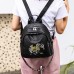 Women PU Leather Elephant Embroidery Backpack National Shoulder Bag