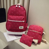 3PCS Canvas Backpack Set Casual Large Capacity School Bag