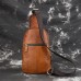 Men Brushed Vintage Genuine Leather Chest Bag Shoulder Bag Crossbody Bag