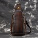 Men Brushed Vintage Genuine Leather Chest Bag Shoulder Bag Crossbody Bag