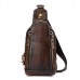 Men Brushed Vintage Genuine Leather Chest Bag Shoulder Bag Crossbody Bag