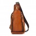 Men Brushed Vintage Genuine Leather Chest Bag Shoulder Bag Crossbody Bag