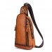 Men Brushed Vintage Genuine Leather Chest Bag Shoulder Bag Crossbody Bag