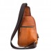 Men Brushed Vintage Genuine Leather Chest Bag Shoulder Bag Crossbody Bag