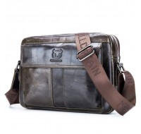 Men Genuine Leather Bag Solid Casual Crossbody Bag