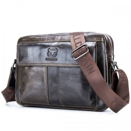 Men Genuine Leather Bag Solid Casual Crossbody Bag