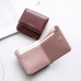 Women 4 Card Slots Trifold Solid Wallet