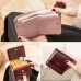 Women 4 Card Slots Trifold Solid Wallet