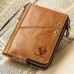 Men Vintage RFID Blocking Genuine Leather 12 Card Slots Zipper Wallet