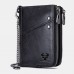 Men Vintage RFID Blocking Genuine Leather 12 Card Slots Zipper Wallet