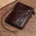 Men Vintage RFID Blocking Genuine Leather 12 Card Slots Zipper Wallet