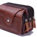 Men PU Leather Belt Purse Solid Multi-function Phone Bag Casual Waist Bag