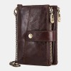 Men Vintage Genuine Leather RFID Blocking Chain Wallet 14 Card Slots Holder