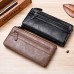 Men PU Leather Solid Long Phone Purse 11 Card Slot Wallet