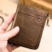 Bullcaptain Cowhide Short Wallets Zipper 8 Card Holder Coin Purse