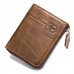 Bullcaptain Cowhide Short Wallets Zipper 8 Card Holder Coin Purse