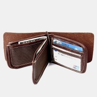 Men Vintage Card Holder Solid Short Wallet