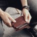 Men Vintage Card Holder Solid Short Wallet