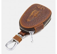 Men Animal Pattern Genuine Leather Mini Car Key Holder