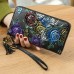 Vintage Genuine Leather National Style Multi-slots Wallet Card Holder Phone Bag For Women