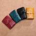 Women Trifold Oil Wax Genuine Leather 8 Card Slot Wallet Vintage Coin Purse