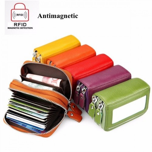 RFID Antimagnetic Genuine Leather 11 Colors 11 Card Slots Card Holder Purse