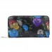 Brenice Cowhide Embossed Flowers Clutches Bags Vintage Zipper Long Wallets