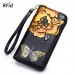 Brenice Embossed Rose RFID Wallets Retro Butterfly Clutches Bags 8 Card Holder