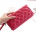 Women Lingge Genuine Leather Clutches Bag Card Holder Wallet Purse