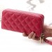 Women Lingge Genuine Leather Clutches Bag Card Holder Wallet Purse